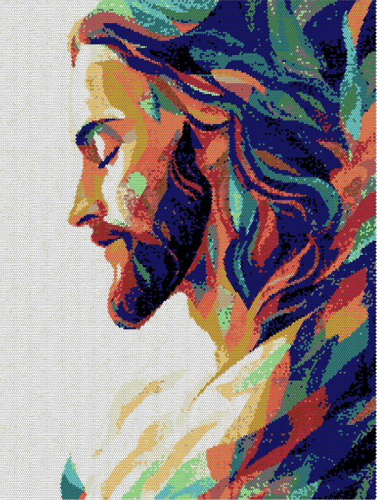 Radient Multicolor Profile of Jesus